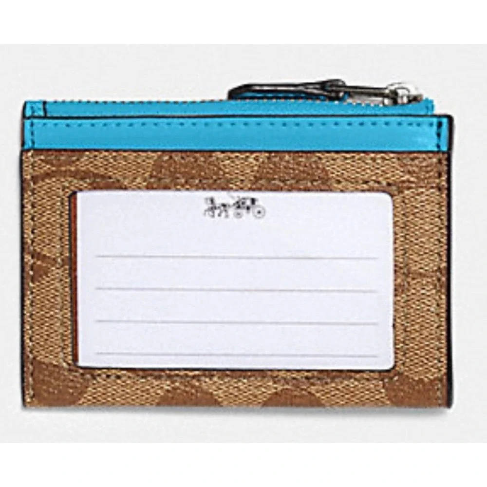 Coach Mini Skinny Id Case In Signature Canvas NWT‎